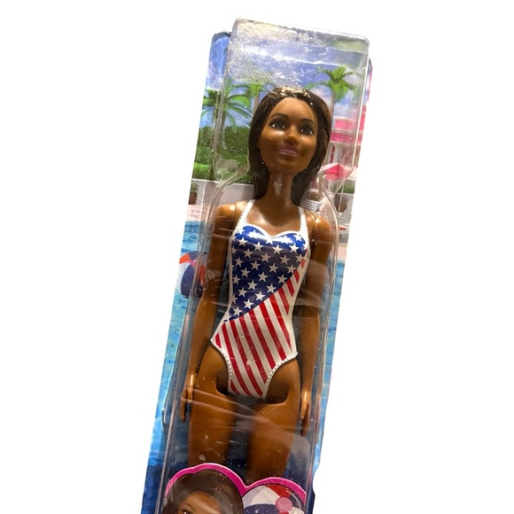 Mattel Barbie Doll USA Flag Swimsuit Beach - Picture 3 of 4